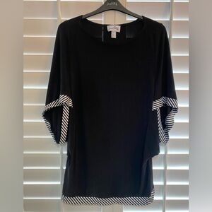 Joseph Ribkoff Black Top with Subtle Stripes Excellent Condition Women’s size 16